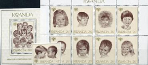 Руанда, Год Ребёнка, 1979, 9 марок+блок